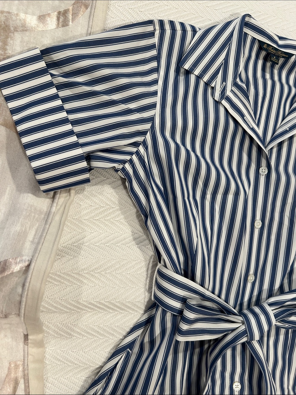 NWOT Brooks Brothers Nautical Blue and White Striped Shirt Dress. - Picture 3 of 5